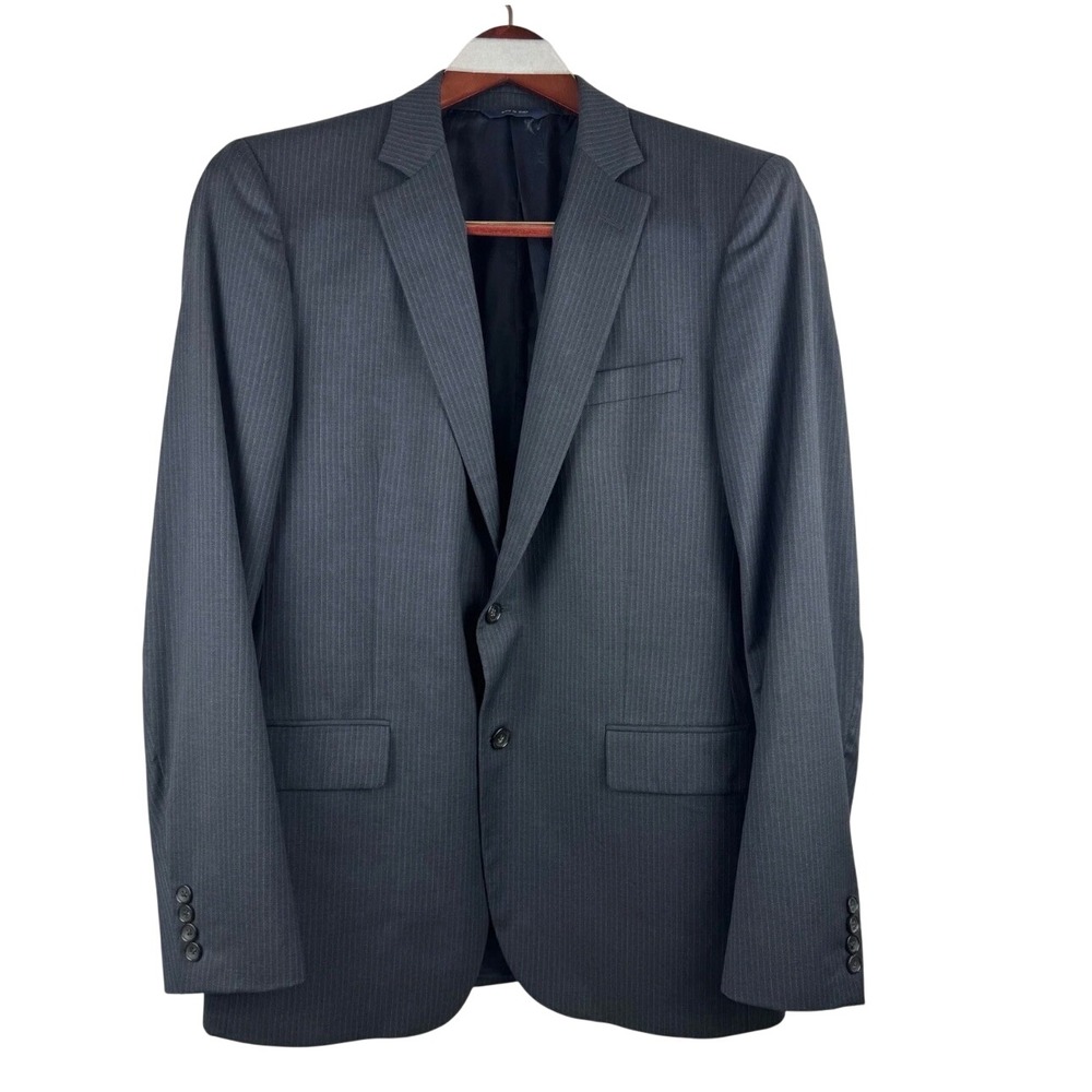 Brooks‎ Brothers Suit Jacket Men 41L Blue Pinstripe 1818 Fitzgerald Italy Wool